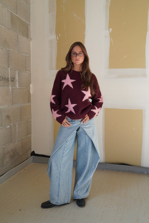 Pull étoile Bordeaux