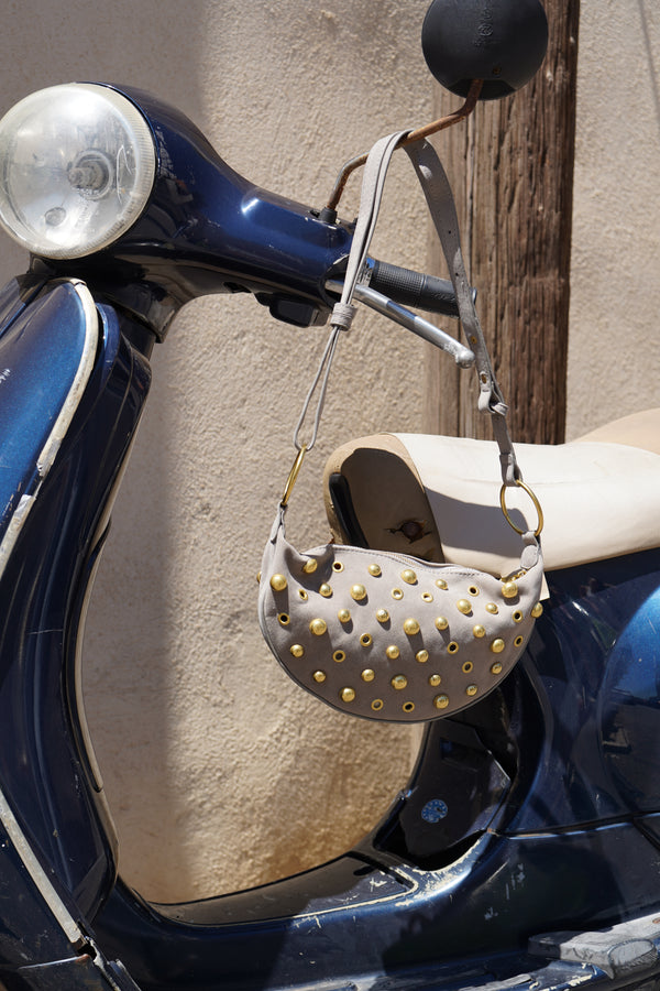 Beige studded bag