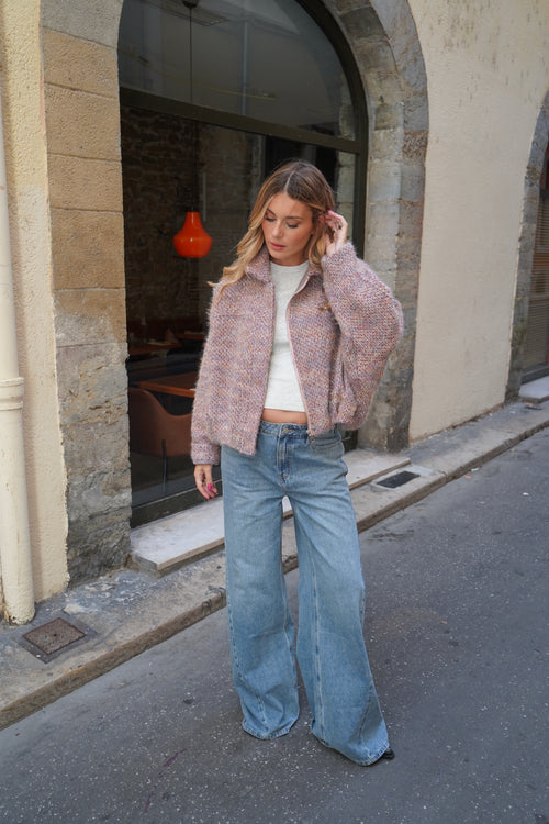 Bouclé Tweed Jacket — Heather Pink