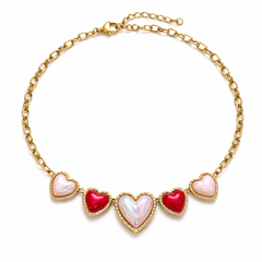 Pink and red heart pendant necklace
