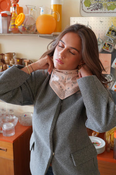 Écharpe Bandana Rose et Gris