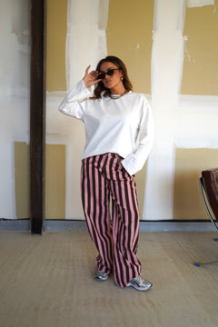 Pink striped jeans