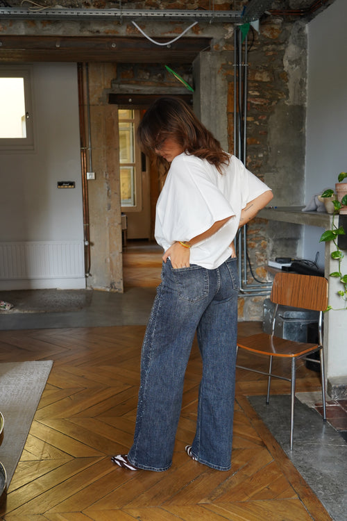 Rhinestone jeans / zipper