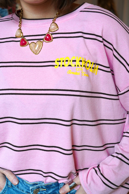 Pink and red heart pendant necklace