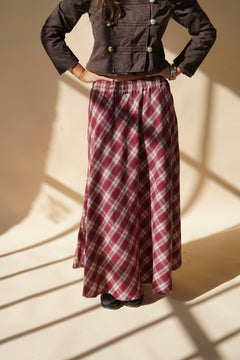 Burgundy plaid skirt