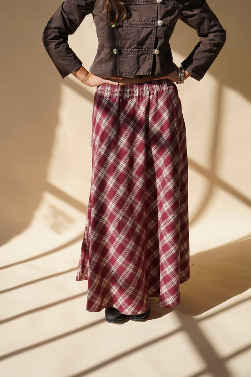 Burgundy plaid skirt