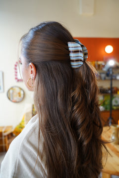 Pince à Cheveux Rayée - Bleu & Marron