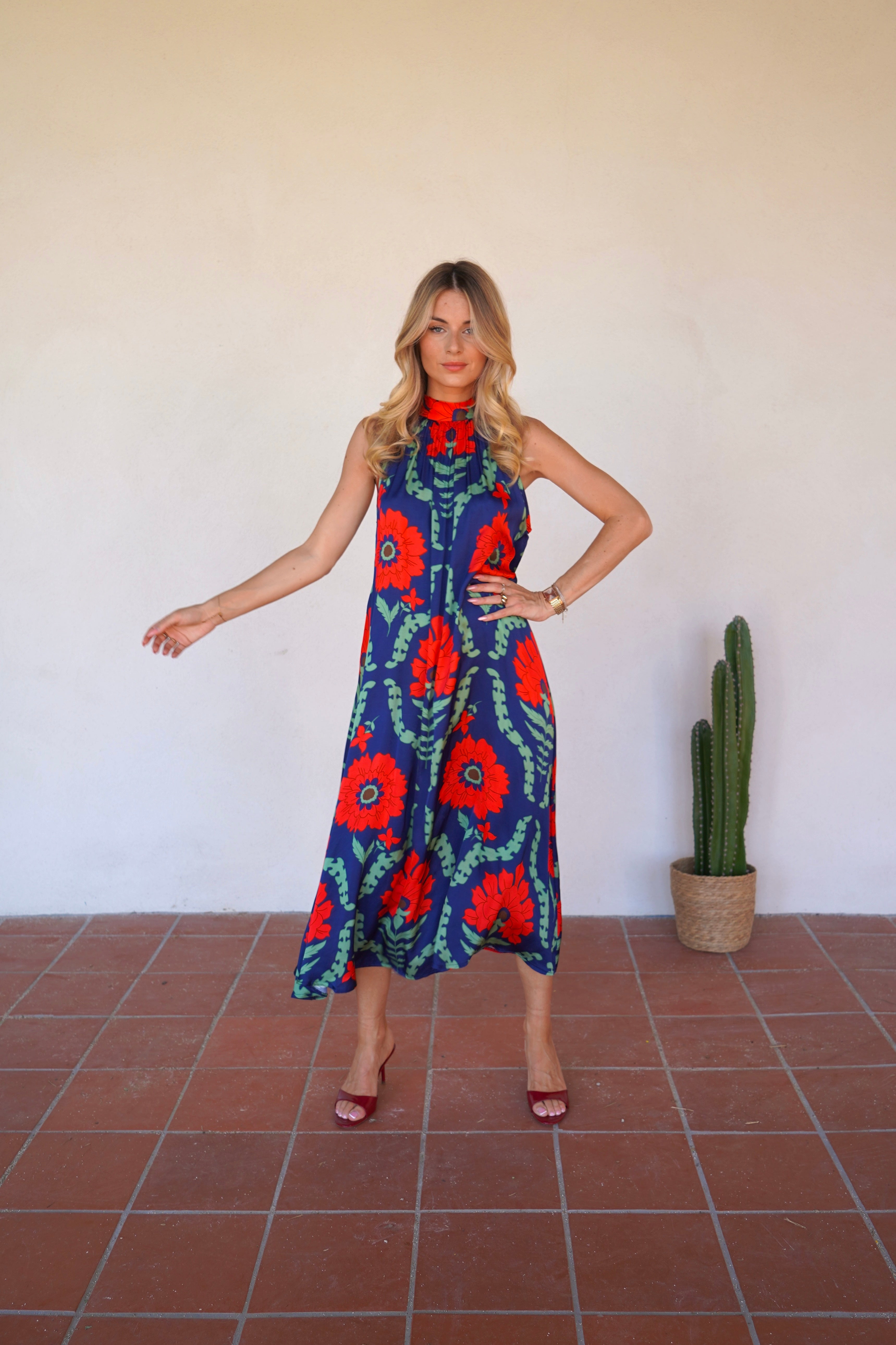 Mykonos Dress - Navy blue floral maxi dress  Mad Peonies
