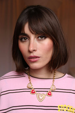 Pink and red heart pendant necklace