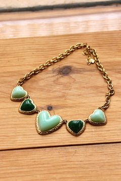 Green heart pendant necklace