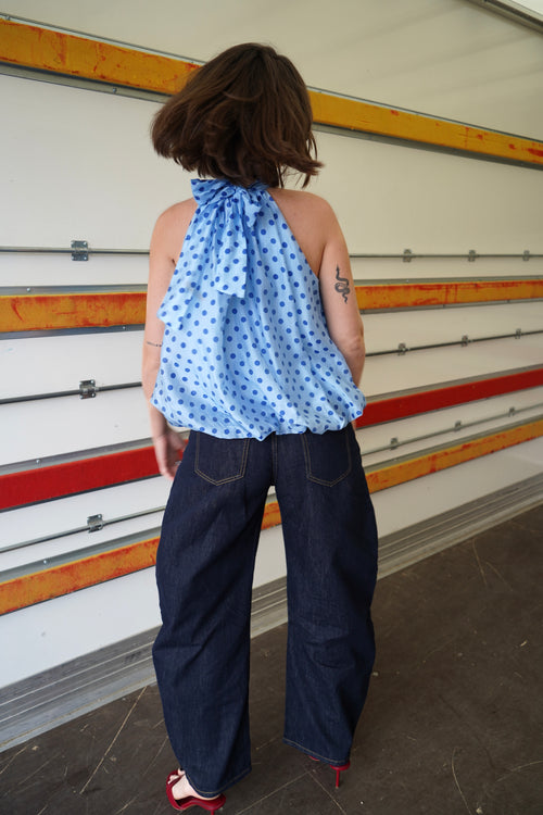 Blue Polka Dot Top