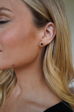 Boucles coeur rouge strass