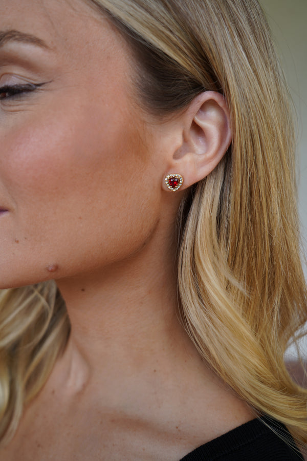 Boucles coeur rouge strass