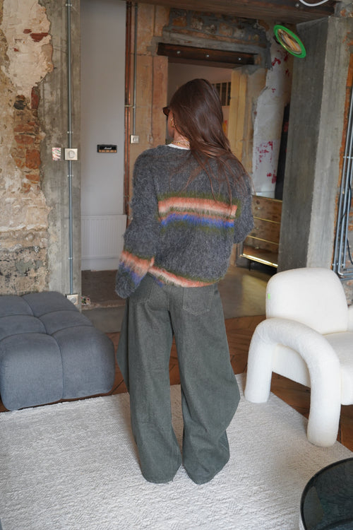Striped Mohair Sweater — Multicolored gray