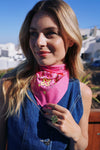 Candy pink embroidered bandana