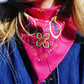Bandana brodé rose fuchsia