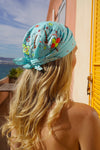 Turquoise embroidered bandana