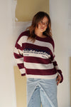 Pull Édition19 rayé bordeaux