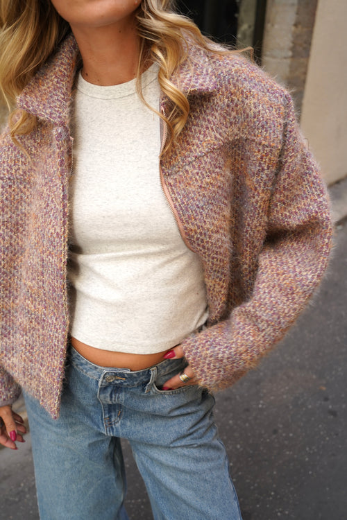 Bouclé Tweed Jacket — Heather Pink