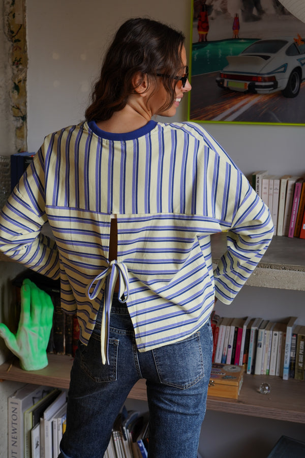 Rive Gauche T-Shirt — Green & Blue Stripes
