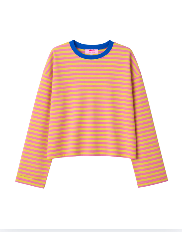 Enza T-shirt with electric blue collar