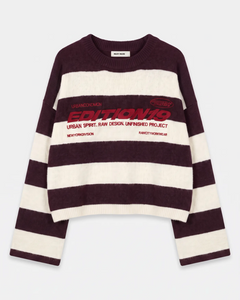 Pull Édition19 rayé bordeaux