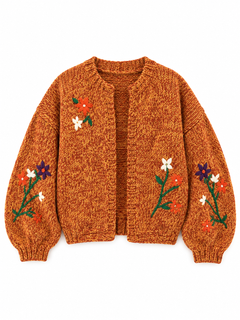 Floral embroidered knit cardigan