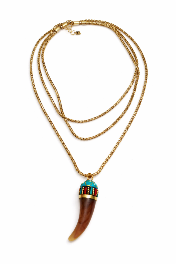 Brown horn necklace