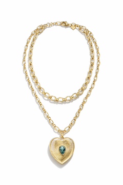 Double chain necklace with heart pendant