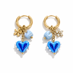 Blue heart earrings