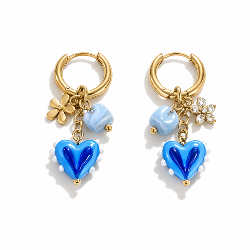 Blue heart earrings
