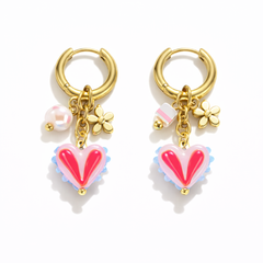 Pink heart earrings