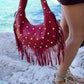 sac à main clouté rouge