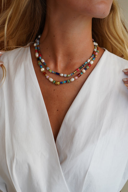 Colliers Duo Perles Multicolores