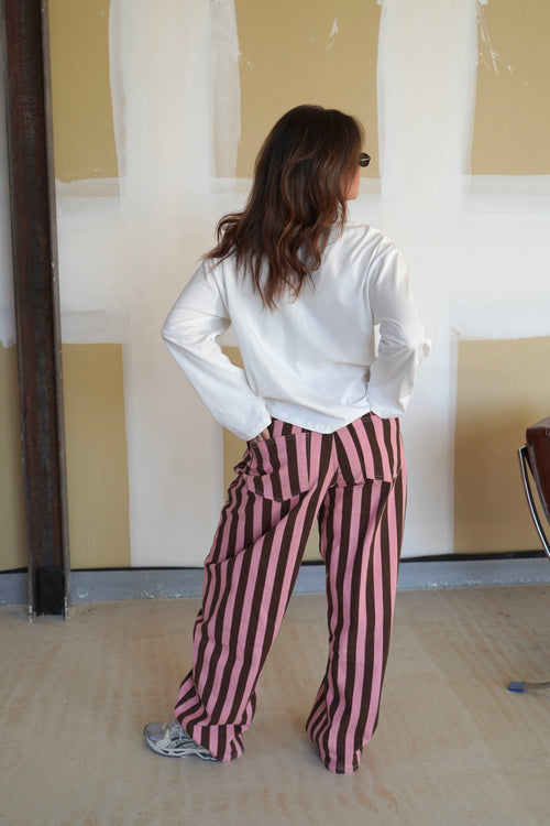 Pink striped jeans