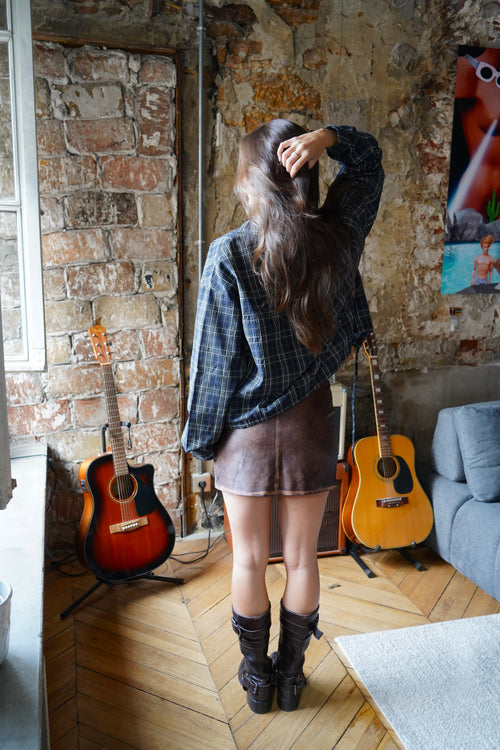Distressed Leather Skirt