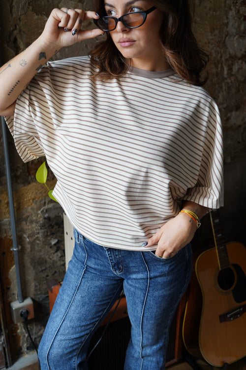 T-shirt Pablo rayé beige