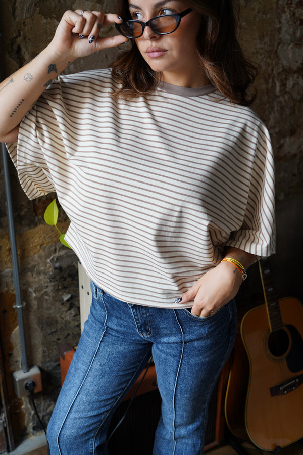 Taupe striped t-shirt