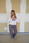Blue striped jeans