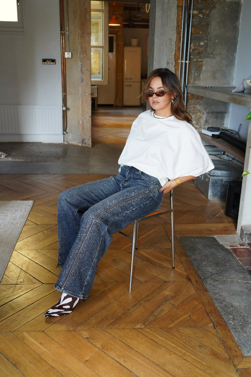 Rhinestone jeans / zipper