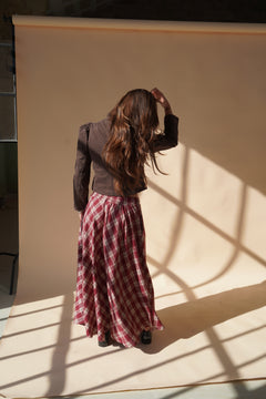 Burgundy plaid skirt