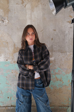 Chocolate blue plaid shirt