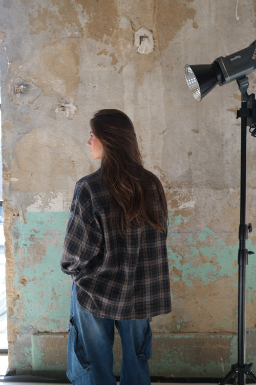 Chocolate blue plaid shirt