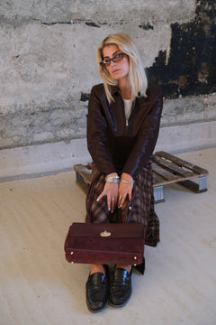 Burgundy faux leather jacket
