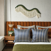 Dream pillowcase with navy blue stripes
