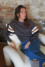 Striped Knit Sweater — Anthracite