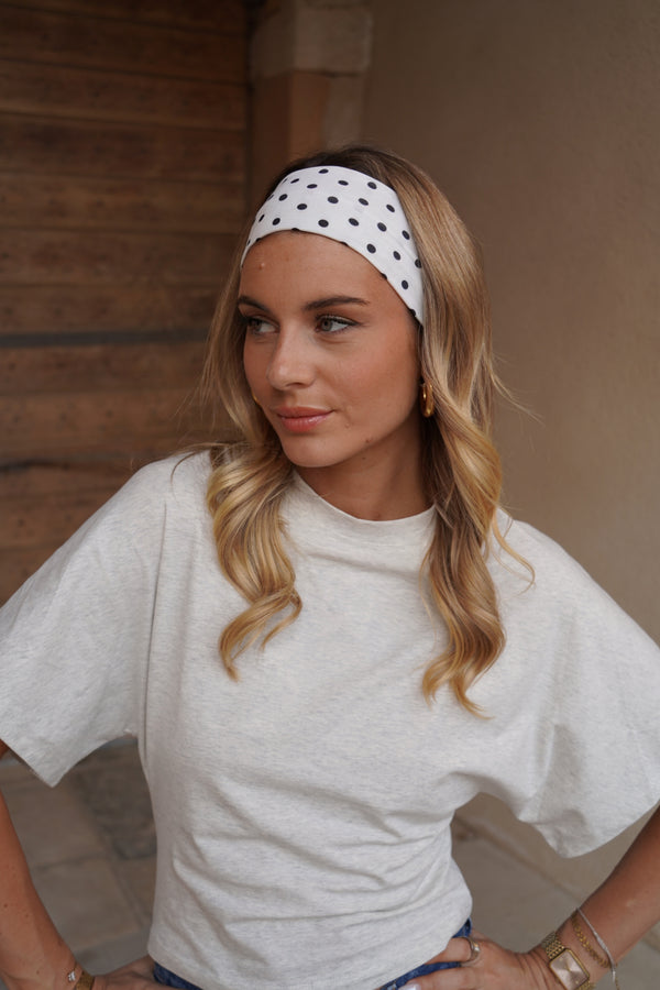 Bandana blanc pois noirs