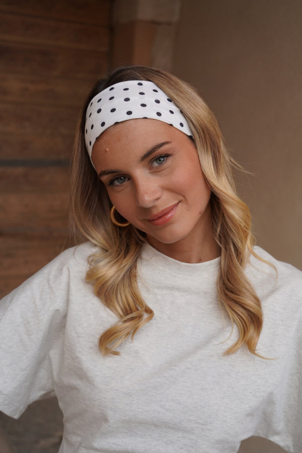 Bandana blanc pois noirs