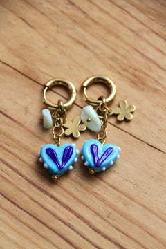 Blue heart earrings