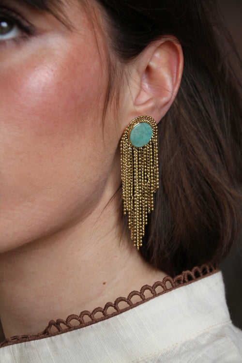 green stone earrings